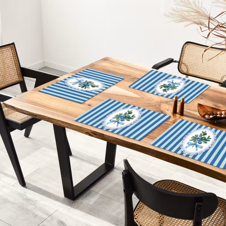 Illustratie - Bessen - Blauw - Strepen Placemat vinyl groot -zzsfeer4_Kitchenyeah-website