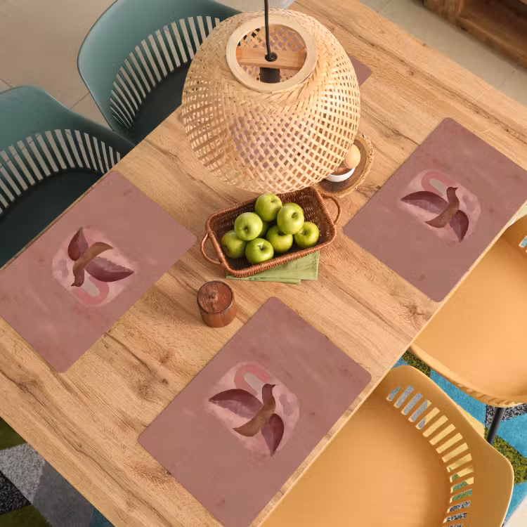 Illustratie - Vogels - Abstract - Roze Placemat vinyl groot -zzsfeer5_Kitchenyeah-website