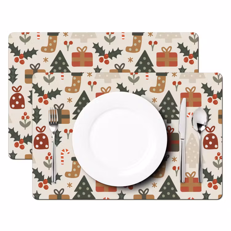 Illustratie - Kerstfiguren - Beige Placemat vinyl groot 368 -zzsfeer2_Kitchenyeah-website