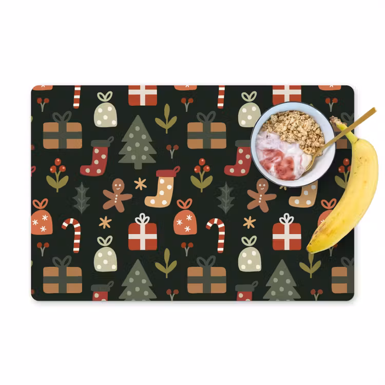 Illustratie - Kerstfiguren - Groen Placemat vinyl groot 368 -zzzproduct_Kitchenyeah-website