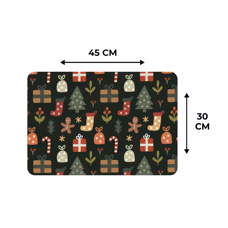Illustratie - Kerstfiguren - Groen Placemat vinyl groot 368 -specs