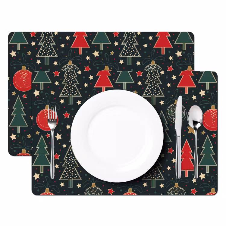 Illustratie - Kerst - Sterren - Groen Placemat vinyl groot 368 -zzsfeer2_Kitchenyeah-website
