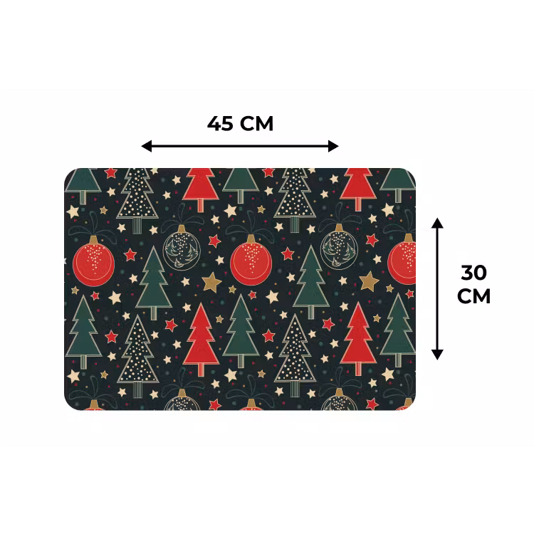 Illustratie - Kerst - Sterren - Groen Placemat vinyl groot 368 -specs