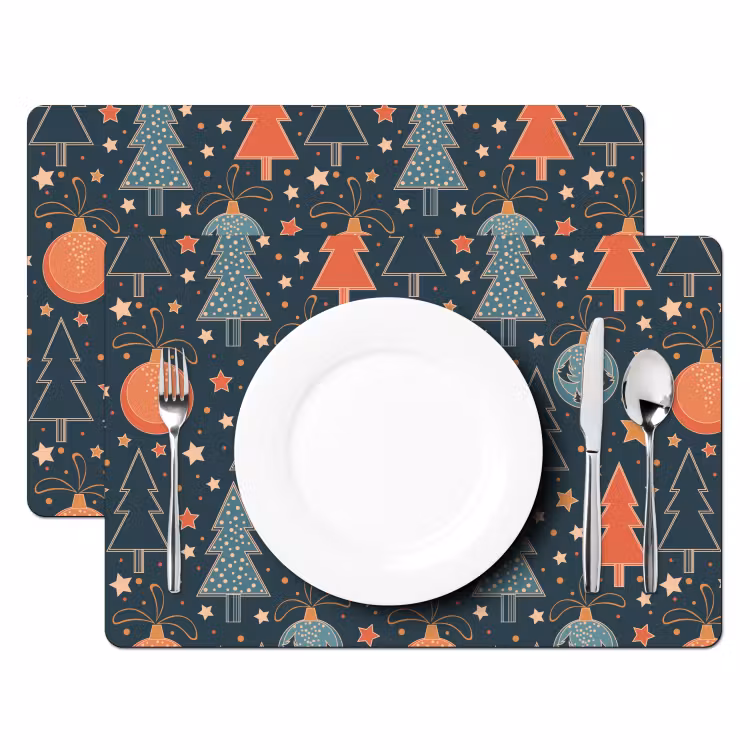 Illustratie - Kerst - Symbolen - Blauw Placemat vinyl groot 368 -zzsfeer2_Kitchenyeah-website