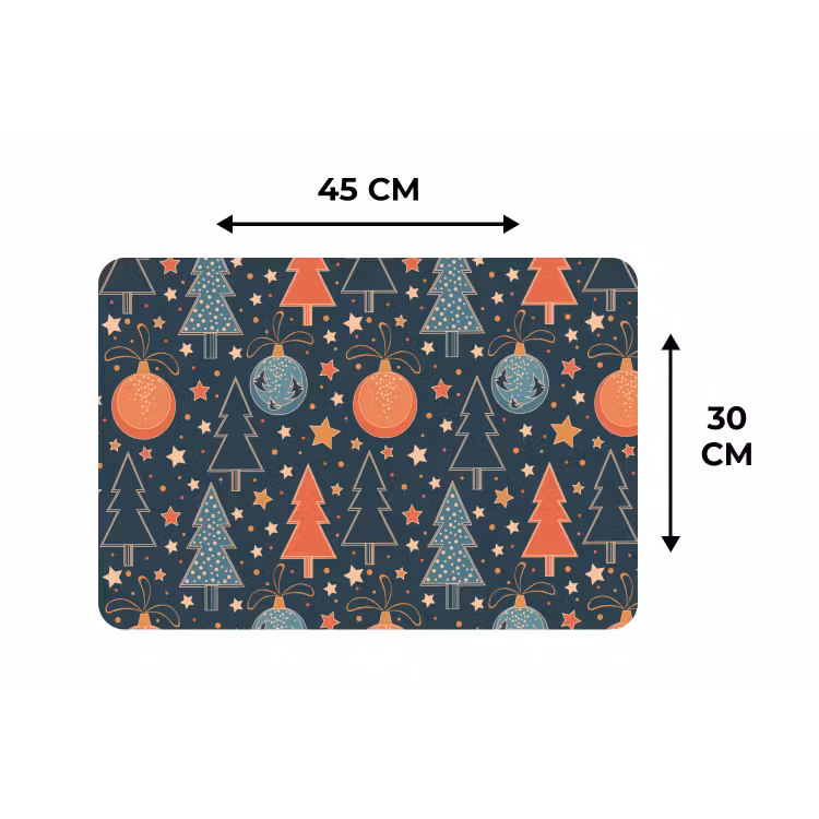 Illustratie - Kerst - Symbolen - Blauw Placemat vinyl groot 368 -specs