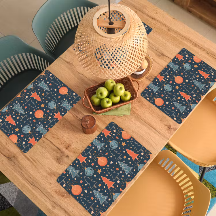 Illustratie - Kerst - Symbolen - Blauw Placemat vinyl groot 368 -zzsfeer5_Kitchenyeah-website