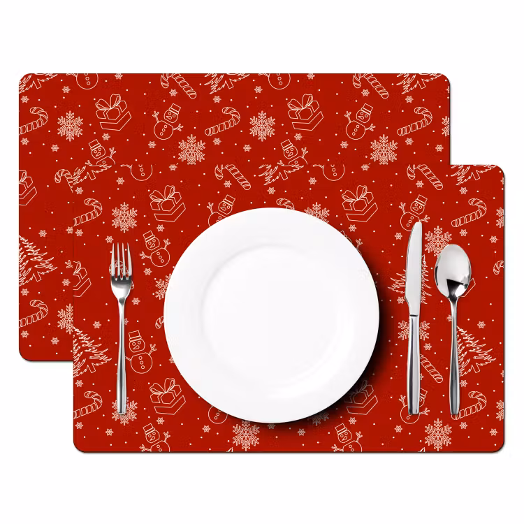 Illustratie - Kerstsymbolen - Rood Placemat vinyl groot 368 -zzsfeer2_Kitchenyeah-website