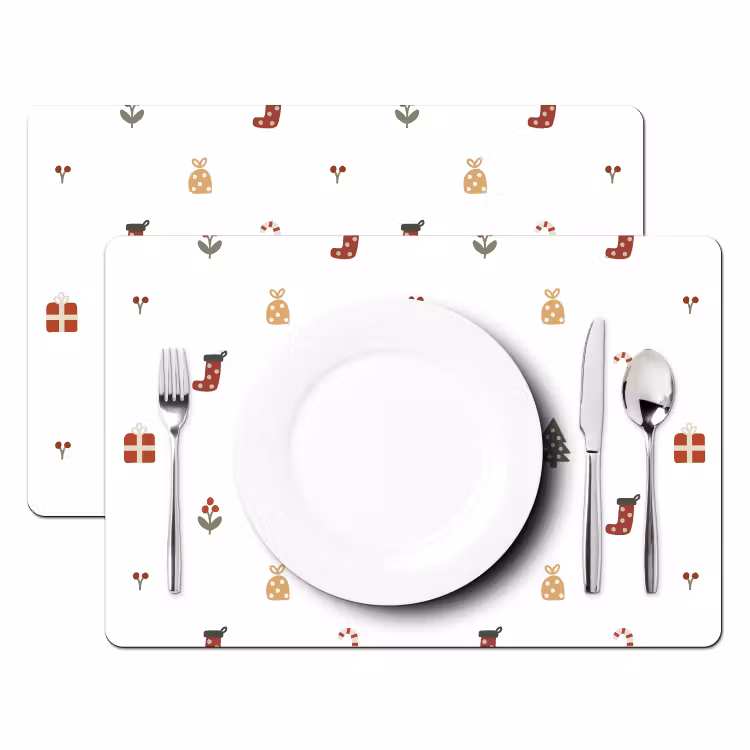 Illustratie - Kerstsymbolen - Wit Placemat vinyl groot 368 -zzsfeer2_Kitchenyeah-website