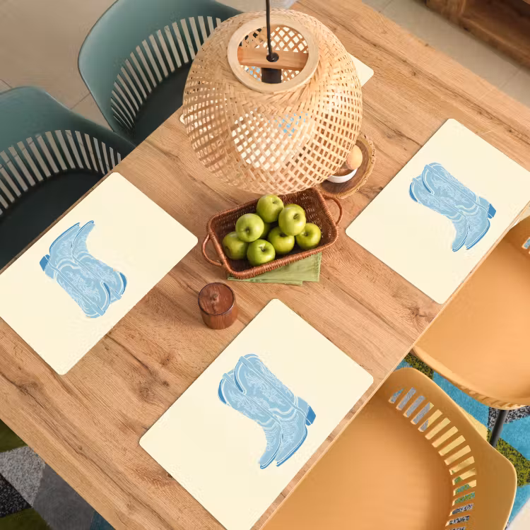 Illustratie - Cowboylaarzen - Patroon Placemat vinyl groot -zzsfeer5_Kitchenyeah-website