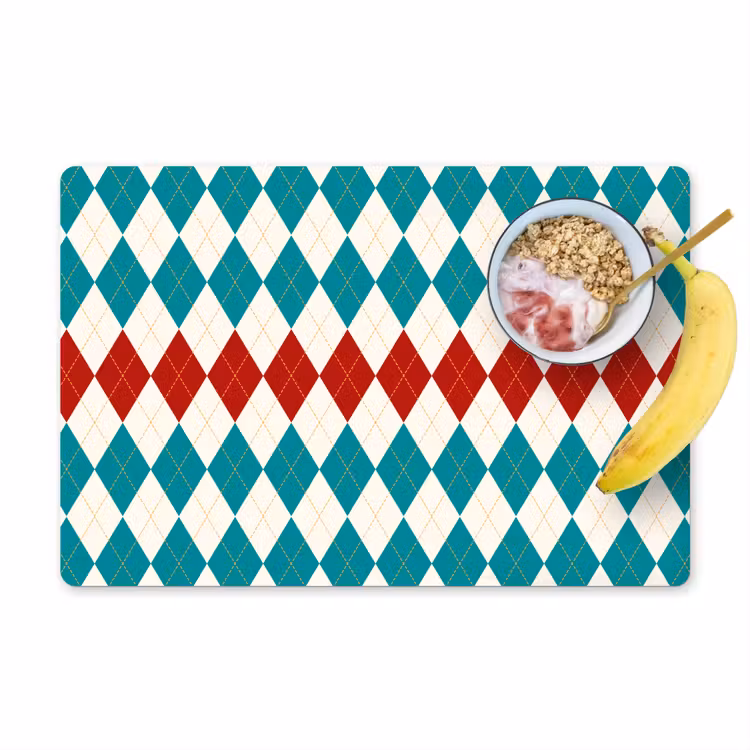 Illustratie - Ruiten - Rood - Groen Placemat vinyl groot 368 -zzzproduct_Kitchenyeah-website
