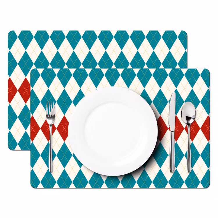 Illustratie - Ruiten - Rood - Groen Placemat vinyl groot 368 -zzsfeer2_Kitchenyeah-website