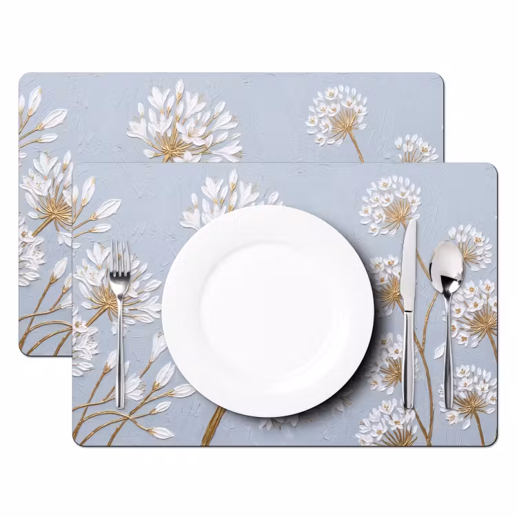 Illustratie - Bloemen - Blauw Placemat vinyl groot -zzsfeer2_Kitchenyeah-website