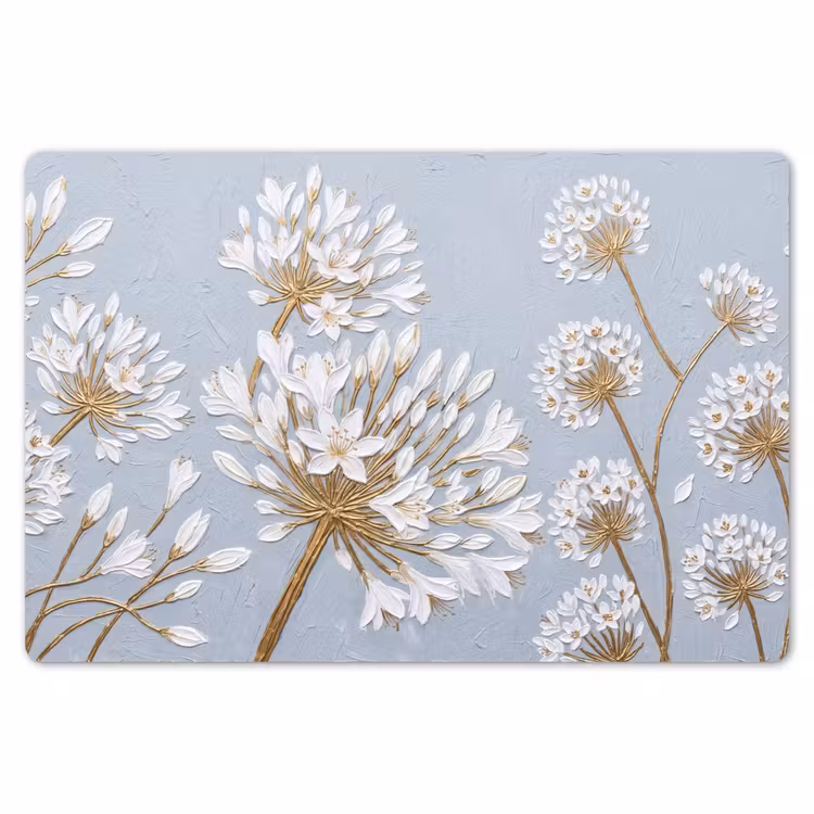 Illustratie - Bloemen - Blauw Placemat vinyl groot -zzsfeer1_Kitchenyeah-website