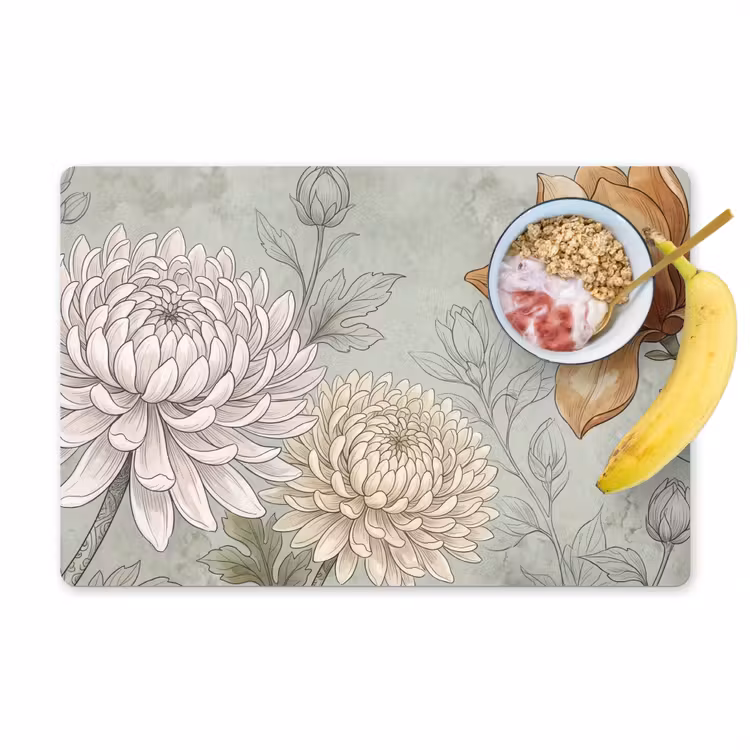 Illustratie - Bloemen - Groen Placemat vinyl groot -zzzproduct_Kitchenyeah-website