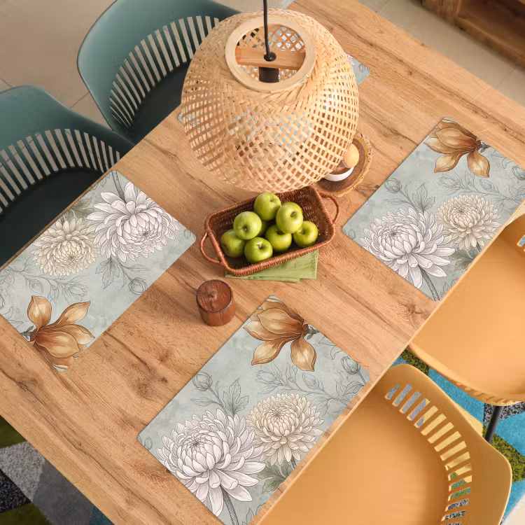 Illustratie - Bloemen - Groen Placemat vinyl groot -zzsfeer5_Kitchenyeah-website