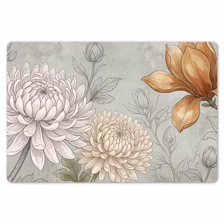 Illustratie - Bloemen - Groen Placemat vinyl groot -zzsfeer1_Kitchenyeah-website