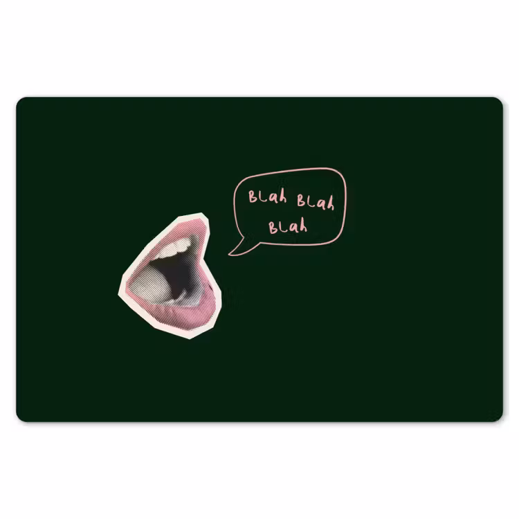 Illustratie - Mond - Donkergroen - Tekstwolkje Placemat vinyl groot -zzsfeer1_Kitchenyeah-website