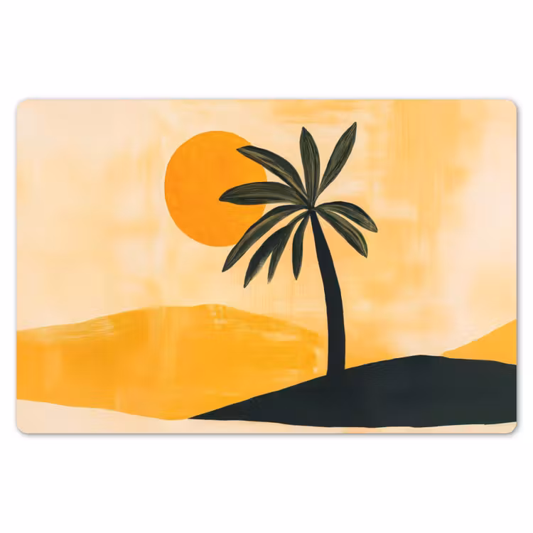 Illustratie - Palmboom - Zon - Heuvels Placemat vinyl groot -zzsfeer1_Kitchenyeah-website