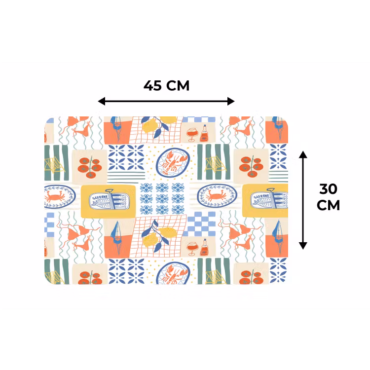 Zee - Sfeer - Mozaïek - Wijn Placemat vinyl groot 368 -specs