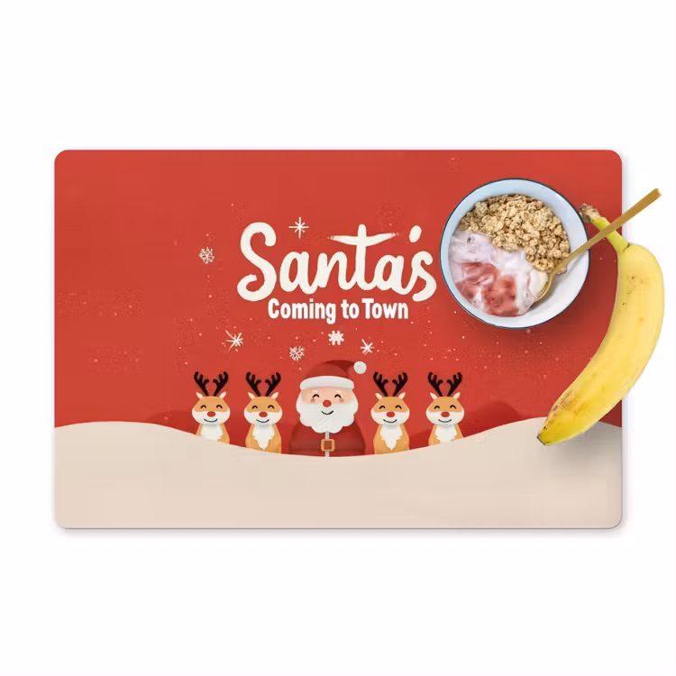 Illustratie - Kerstman - Rendieren - Rood Placemat vinyl groot -zzzproduct_Kitchenyeah-website