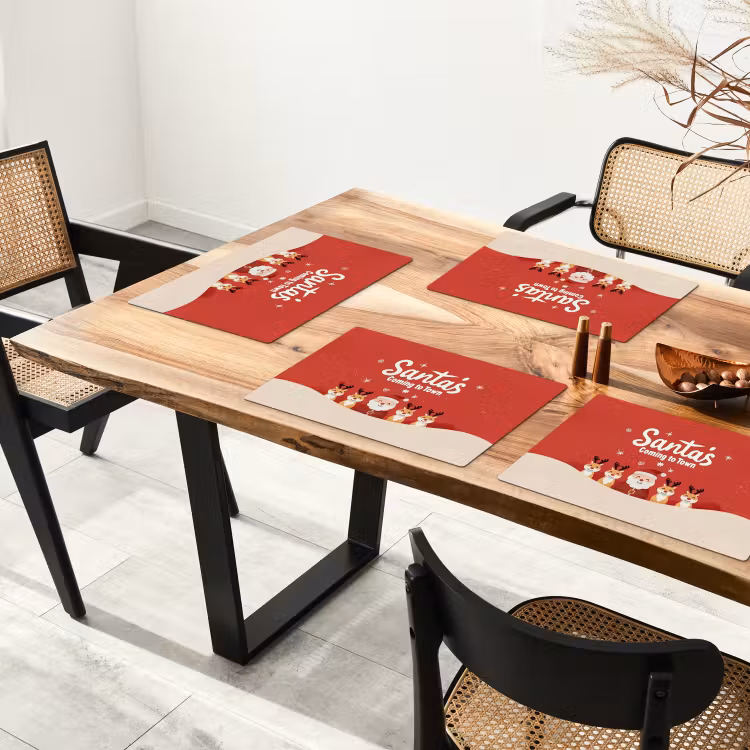 Illustratie - Kerstman - Rendieren - Rood Placemat vinyl groot -zzsfeer4_Kitchenyeah-website