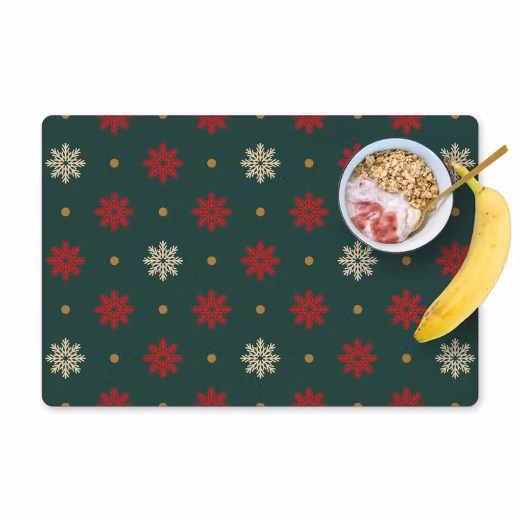 Illustratie - Sneeuwvlokken - Groen Placemat vinyl groot 368 -zzzproduct_Kitchenyeah-website