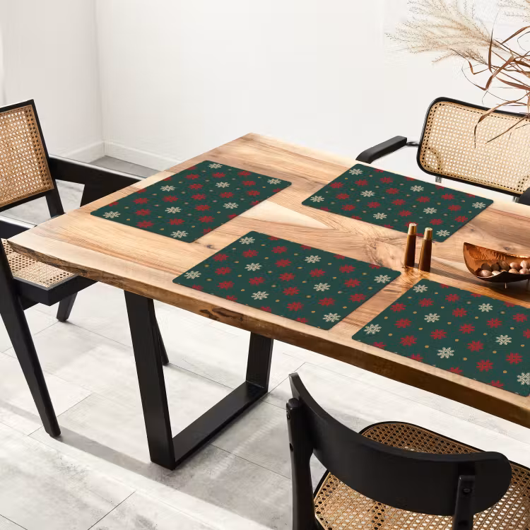 Illustratie - Sneeuwvlokken - Groen Placemat vinyl groot 368 -zzsfeer4_Kitchenyeah-website