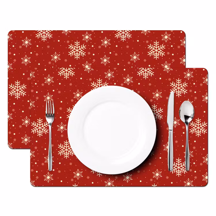 Illustratie - Sneeuwvlokken - Rood Placemat vinyl groot 368 -zzsfeer2_Kitchenyeah-website