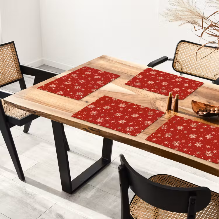 Illustratie - Sneeuwvlokken - Rood Placemat vinyl groot 368 -zzsfeer4_Kitchenyeah-website