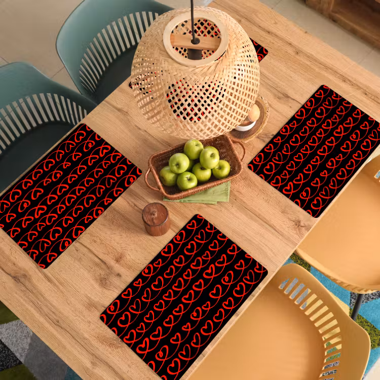 Verweven - Harten - Zwart - Rood Placemat vinyl groot 368 -zzsfeer5_Kitchenyeah-website