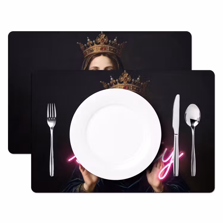 Ironisch - Tekst - Neon Placemat vinyl groot -zzsfeer2_Kitchenyeah-website