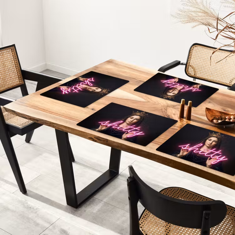 Ironisch - Tekst - Neon Placemat vinyl groot -zzsfeer4_Kitchenyeah-website