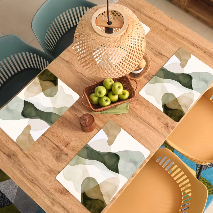 Japandi - Abstract - Groen Placemat vinyl groot -zzsfeer5_Kitchenyeah-website