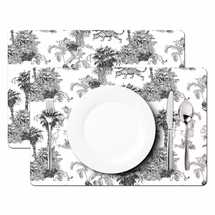 Jungle - Dieren - Grijs Placemat vinyl groot 368 -zzsfeer2_Kitchenyeah-website