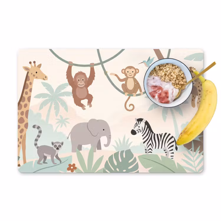 Jungle - Dieren - Groen Placemat vinyl groot -zzzproduct_Kitchenyeah-website