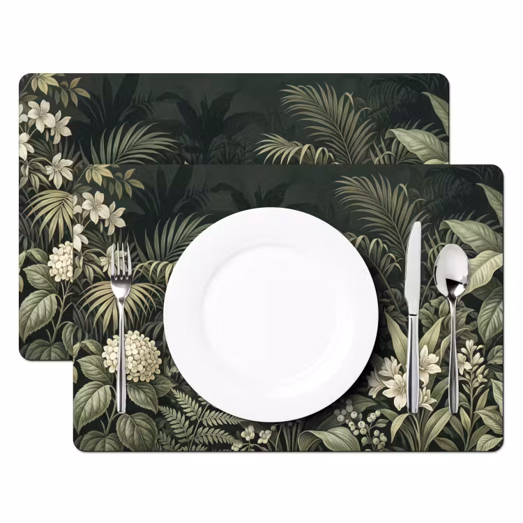 Jungle - Bladeren - Botanisch - Groen Placemat vinyl groot -zzsfeer2_Kitchenyeah-website