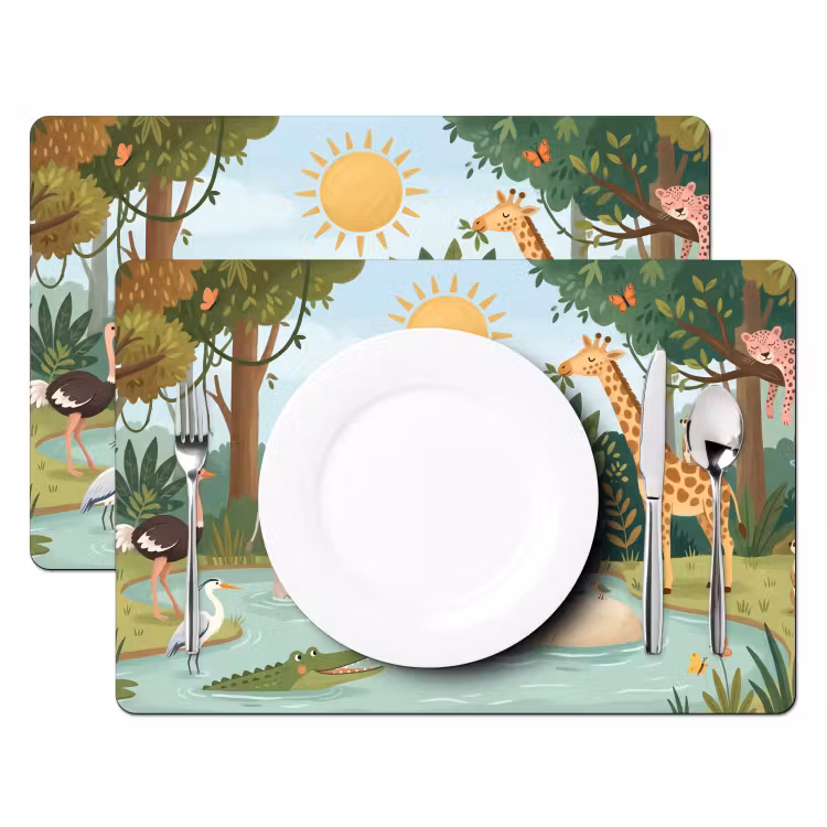 Jungle - Oase - Dieren - Kleurrijk Placemat vinyl groot -zzsfeer2_Kitchenyeah-website