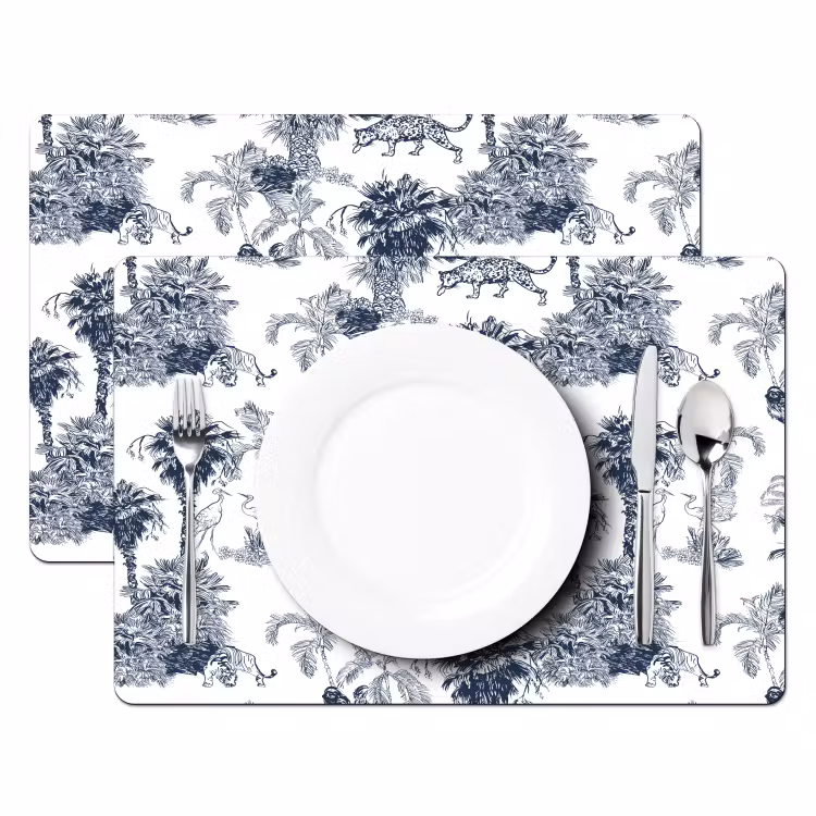 Jungle - Beplanting - Blauw Placemat vinyl groot 368 -zzsfeer2_Kitchenyeah-website