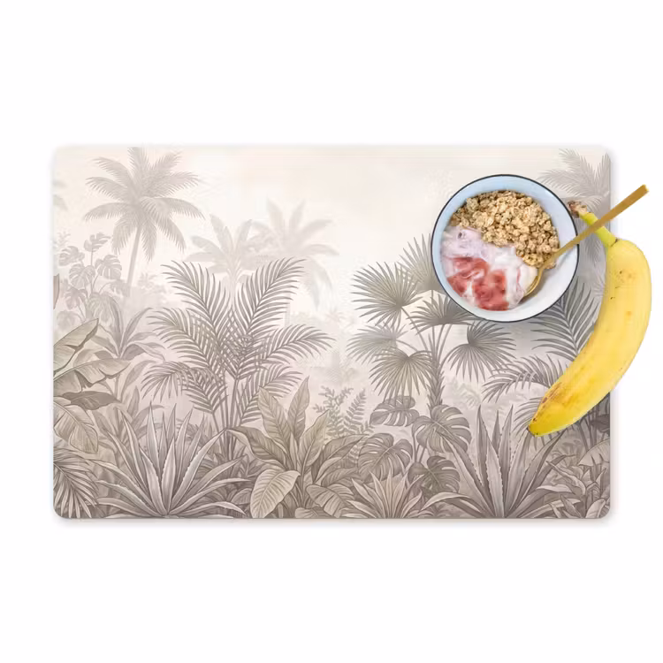 Jungle - Tropisch - Natuur -Vintage - Beige Placemat vinyl groot -zzzproduct_Kitchenyeah-website