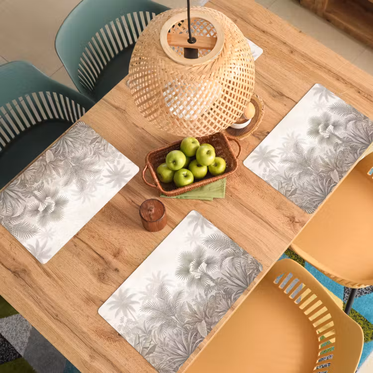 Jungle - Tropisch - Natuur -Vintage - Beige Placemat vinyl groot -zzsfeer5_Kitchenyeah-website