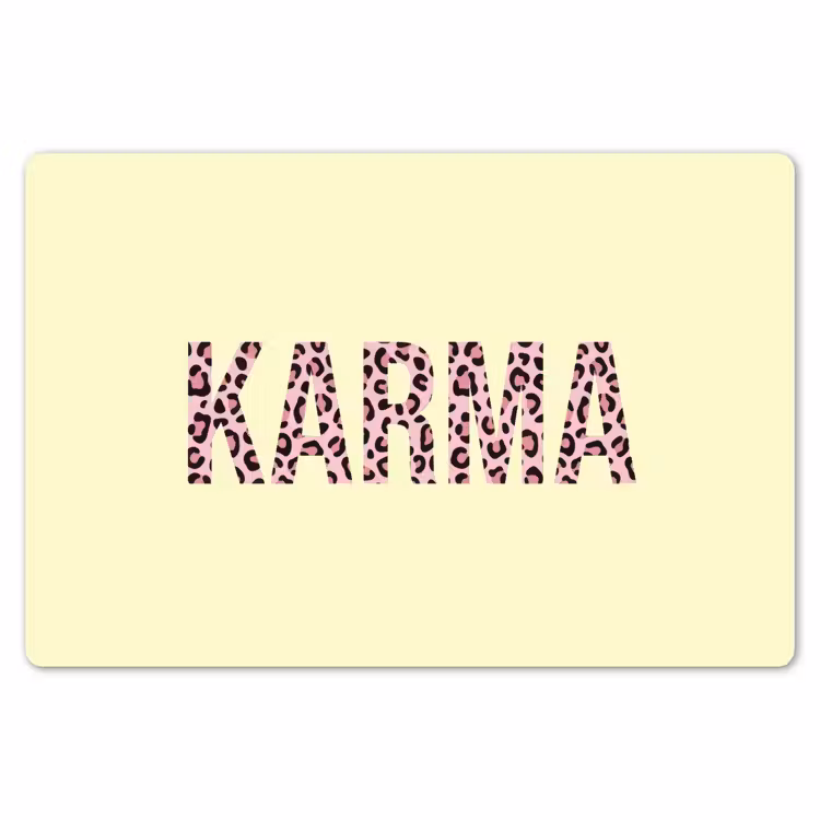 Karma - Luipaardprint - Geel Placemat vinyl groot -zzsfeer1_Kitchenyeah-website