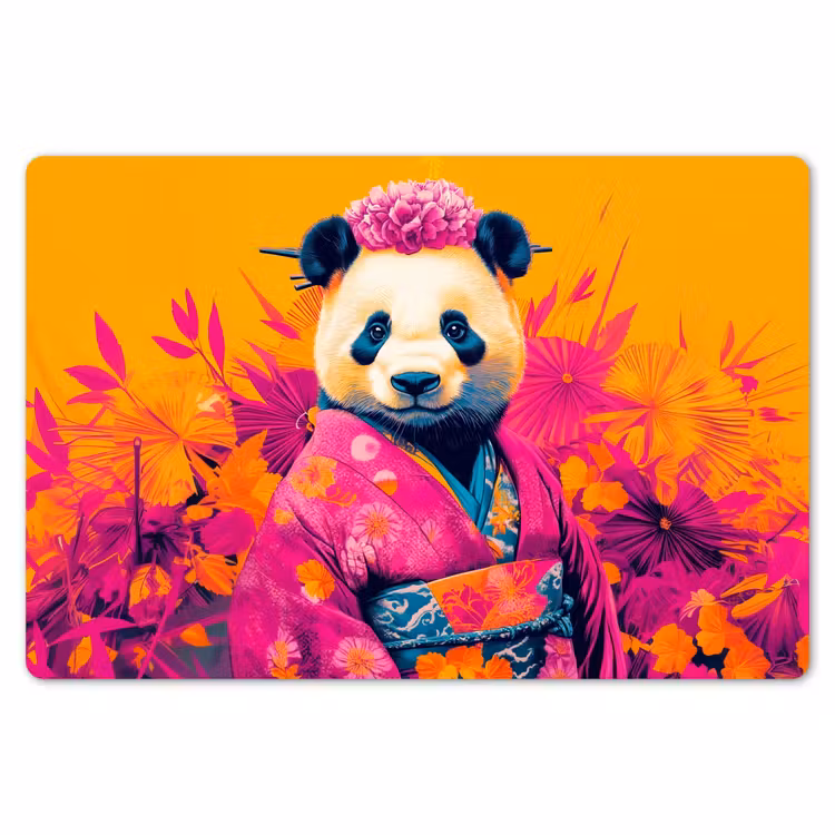 Kimono - Roze - Panda - Bloemenkroon Placemat vinyl groot -zzsfeer1_Kitchenyeah-website