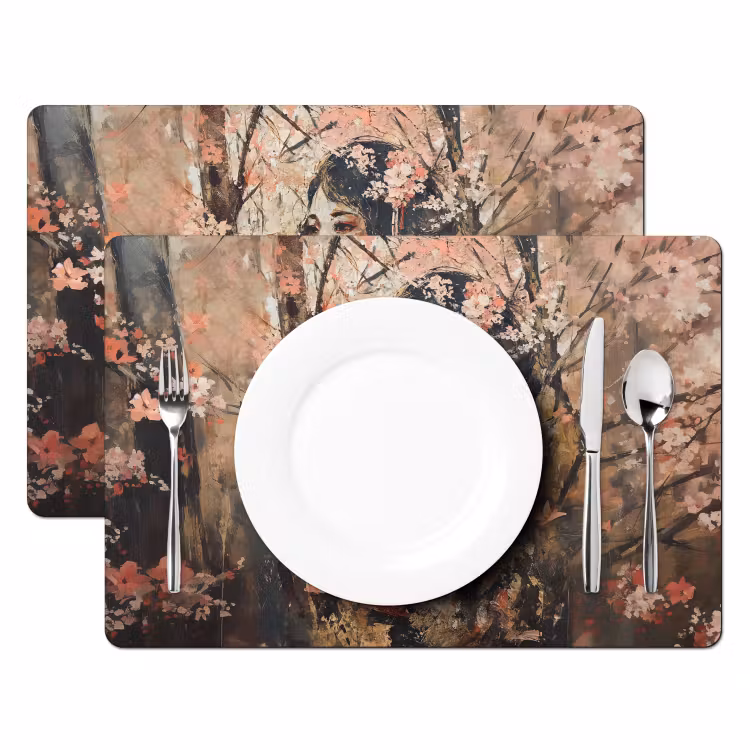 Kimono - Vrouw - kersenbomen Placemat vinyl groot -zzsfeer2_Kitchenyeah-website