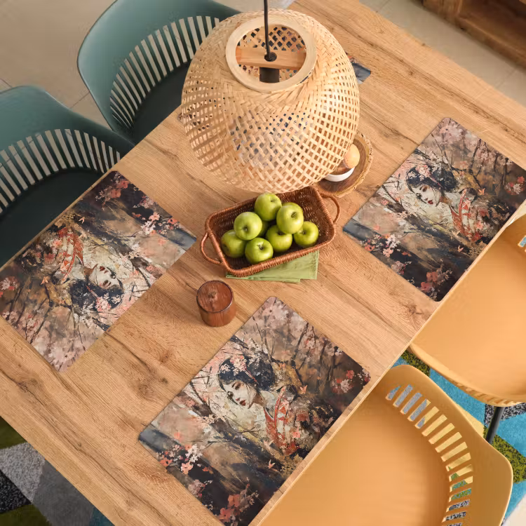 Kimono - Vrouw - kersenbomen Placemat vinyl groot -zzsfeer5_Kitchenyeah-website