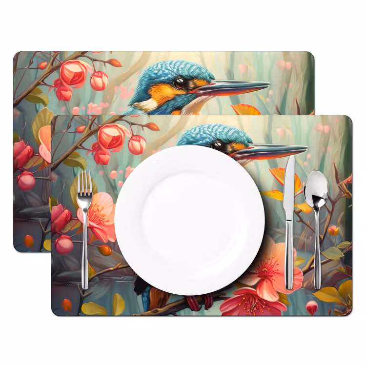 IJsvogel - Bloesem - Natuur - Vogels - Bloemen Placemat vinyl groot -zzsfeer2_Kitchenyeah-website
