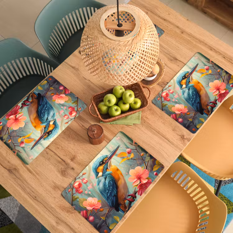 IJsvogel - Bloesem - Natuur - Vogels - Bloemen Placemat vinyl groot -zzsfeer5_Kitchenyeah-website