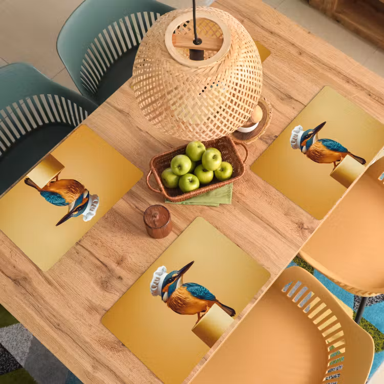 Ijsvogel - Pilaar - Koksmuts - Vogel Placemat vinyl groot -zzsfeer5_Kitchenyeah-website