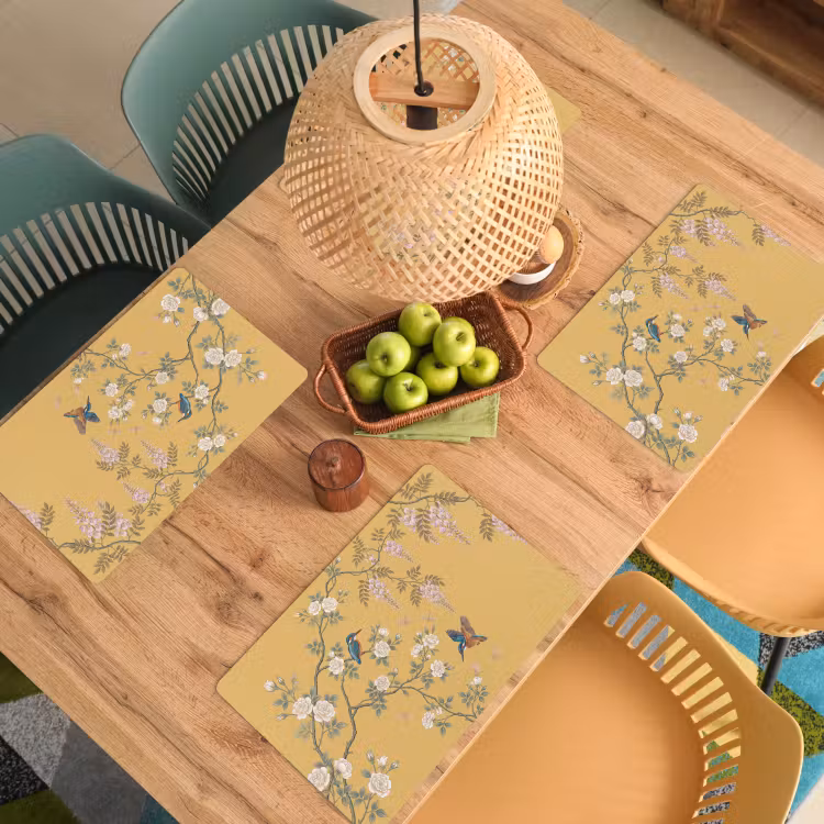 IJsvogels - Bloesem - Geel Placemat vinyl groot -zzsfeer5_Kitchenyeah-website