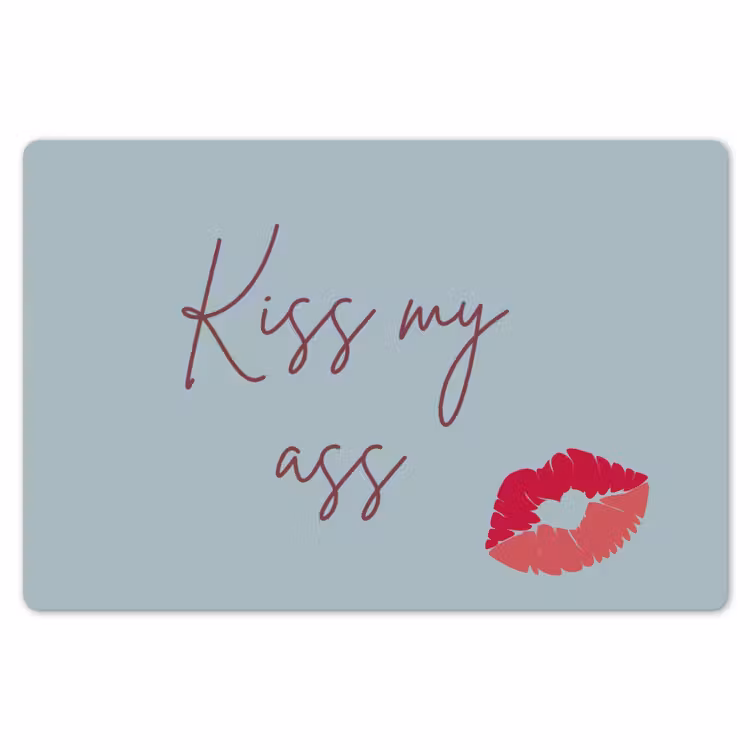 Kiss my ass - Lip - Blauw Placemat vinyl groot -zzsfeer1_Kitchenyeah-website