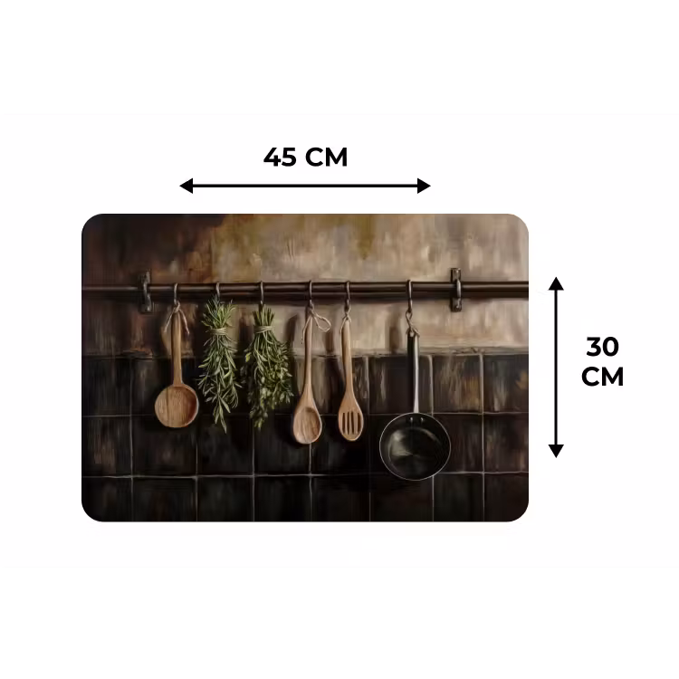 Keukengerei - Rustiek - Tegels - Kruiden Placemat vinyl groot -specs